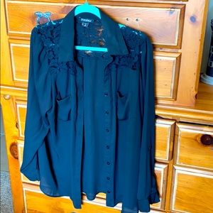 Black, button up with partial lace
